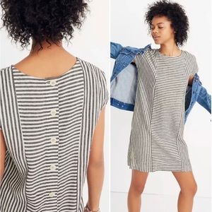 Madewell button back linen stripe dress